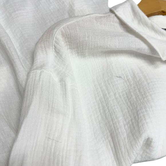 Lulus Easy To See White Cotton Oversized Button-Up Top size Large - Picture 5 of 7